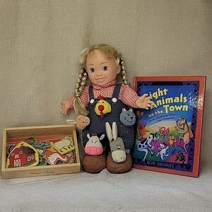 LOVEE Toy Company Doll Farmer Girl Farm Talking Animals, Melissa &Doug magnets